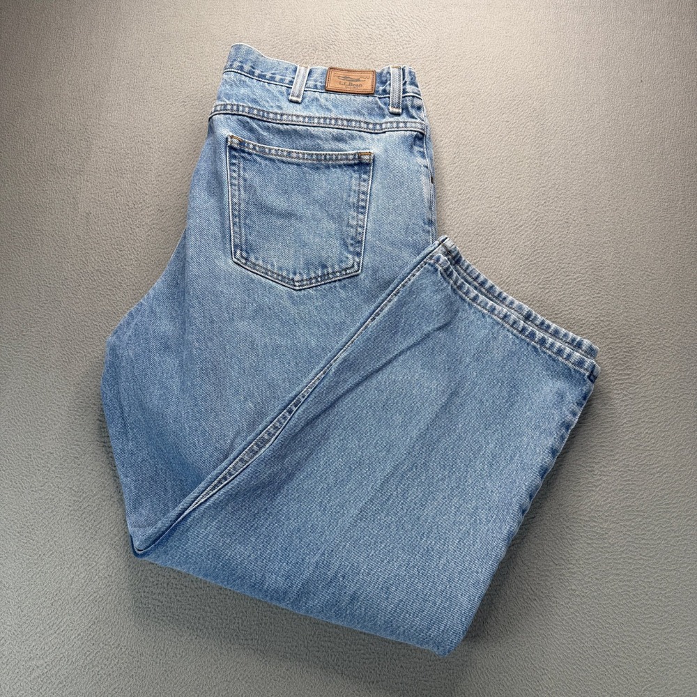 LL Bean Comfort Waist Jeans Mens 40x29 (FIT 38x28) Blue Cotton Denim Workwear